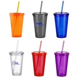 Double Wall Acrylic Tumbler With Straw