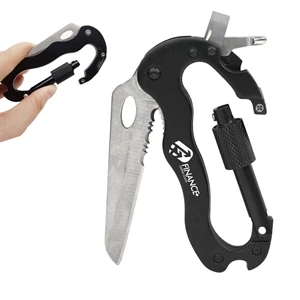Multifunctional Carabiner With Opener Folding Knife