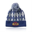 Diamond Pattern Knitted Pompom Beanie | https://www.bestnamebadges.com