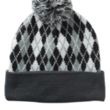 Diamond Pattern Knitted Pompom Beanie | https://www.bestnamebadges.com