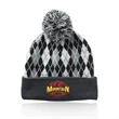 Diamond Pattern Knitted Pompom Beanie | https://www.bestnamebadges.com