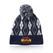 Diamond Pattern Knitted Pompom Beanie | https://www.bestnamebadges.com