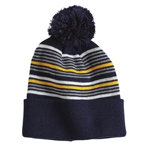Striped Pom-Pom Knit | https://www.bestnamebadges.com