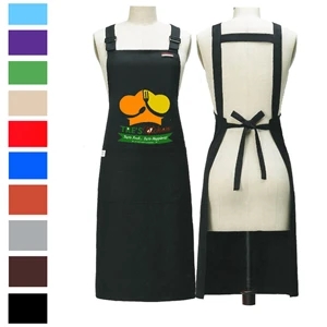 Serge-Kitchen-Apron-w-Shoulder-strap-2-pockets-Oil-Proof