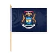 4"x6" & 12"x18'' Michigan ePoly Printed Stick Flags | https://www.bestnamebadges.com