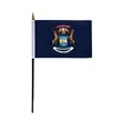 4"x6" & 12"x18'' Michigan ePoly Printed Stick Flags | https://www.bestnamebadges.com