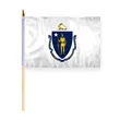 4"x6" & 12"x18'' Massachusetts ePoly Printed Stick Flags | https://www.bestnamebadges.com