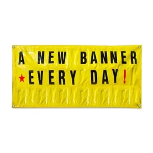 Yellow Vinyl Changeable Letter Banner - 5' x 10' | https://www.bestnamebadges.com