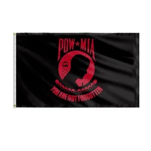 POW MIA Flags 2 Sided Seal Appliqued on Nylon Red-Black | https://www.bestnamebadges.com