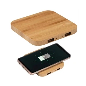 Bamboo 10W Wireless Charger with Dual USB Ports