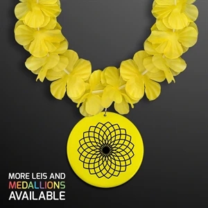Yellow Flower Lei Necklace with Medallion (Non-Light Up)