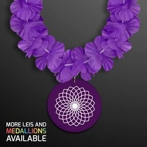 Purple Flower Lei Necklace with Medallion (Non-Light Up)