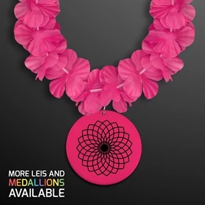 Pink Flower Lei Necklace with Medallion (Non-Light Up)