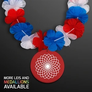 Red White & Blue USA Leis with Medallion (Non-Light Up)