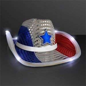 Red, White & Blue LED Cowboy Hat with Band