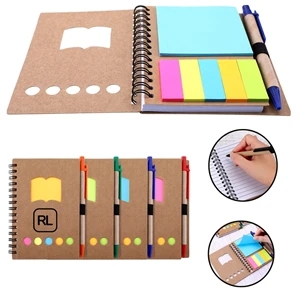 Spiral Notebook with Pen In Holder and Tabs