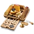 Bamboo Cheese Board& Cutlery Set With Slide-Out Drawer | https://www.bestnamebadges.com