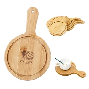 Wood Round Pizza Tray With Handle
