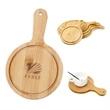 Wood Round Pizza Tray With Handle | https://www.bestnamebadges.com