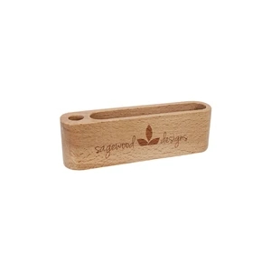 5 1/4" Beech Wood Business Card/Pen Holder