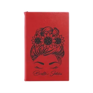 5 1/4" x 8 1/4" Red Leatherette Sketch Book