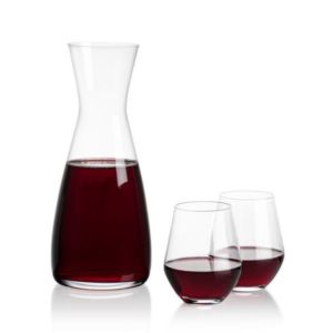 Portofino Carafe & Reina Stemless Wine | https://www.bestnamebadges.com