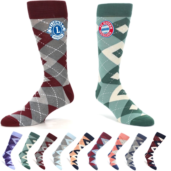 Stock ready Argyle premium dress Socks w/ Custom embroidered