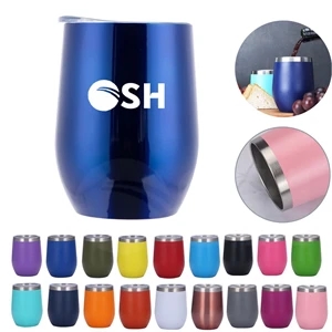 12Oz Stainless Steel Stemless Wine Tumbler With Lid | https://www.bestnamebadges.com