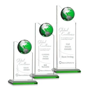 Arden Globe Award - Green/Silver | https://www.bestnamebadges.com