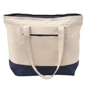 12 oz Cotton Canvas Zippered Tote Bag