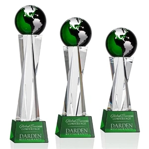 Havant Globe Award - Green/Silver | https://www.bestnamebadges.com