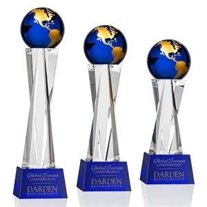 Havant Globe Award - Blue/Gold | https://www.bestnamebadges.com