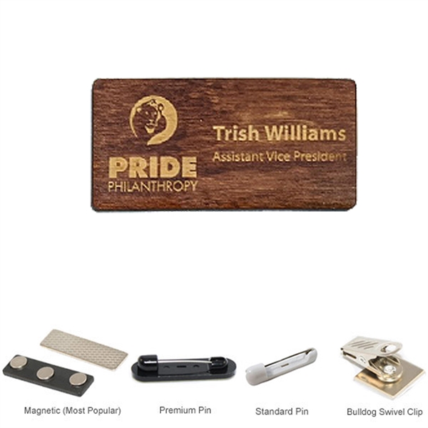 2.125" x 3.375" Engraved Wood Name Badge