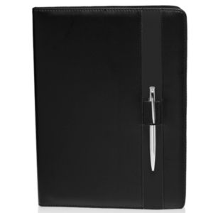 Color Block Black Leather Portfolios | https://www.bestnamebadges.com
