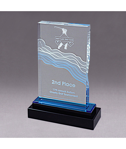 Fusion Wave Acrylic Impress Award-Blue | https://www.bestnamebadges.com