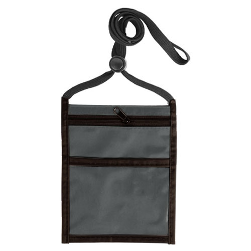 Two Tone Neck Wallet with Front Zipper Pocket and Adjustable Lanyard-Dark_Gray | https://www.bestnamebadges.com
