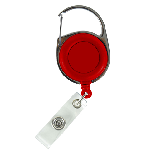 Carabiner Badge Reel with Logo-Red | https://www.bestnamebadges.com