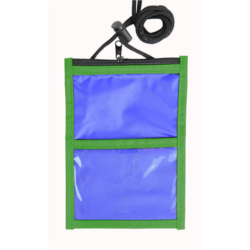 Two Tone Neck Wallet with Adjustable Rope Lanyard-Green | https://www.bestnamebadges.com
