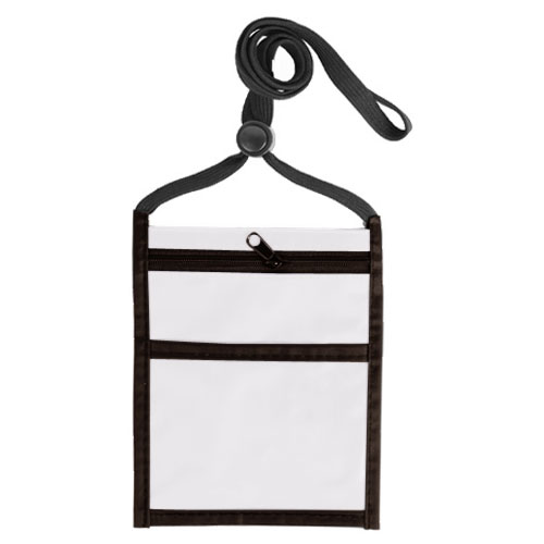 Two Tone Neck Wallet with Front Zipper Pocket and Adjustable Lanyard-White | https://www.bestnamebadges.com