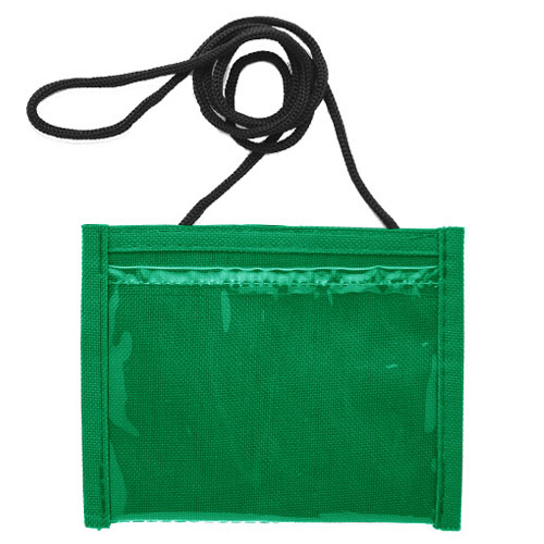 Small Economy Neck Pouch with Cord Lanyard-Green | https://www.bestnamebadges.com