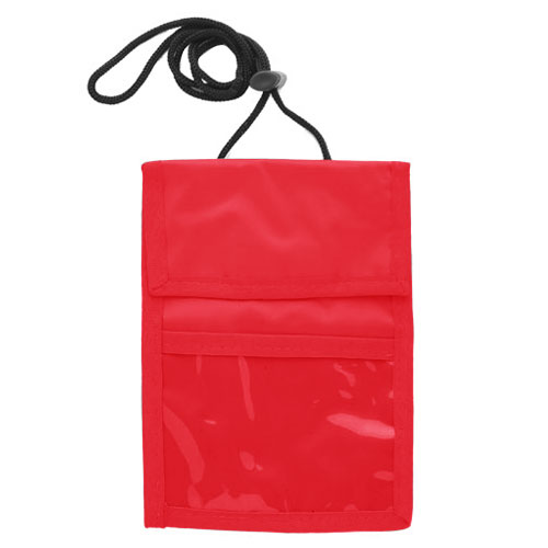Two Pocket Flap Neck Wallet-Red | https://www.bestnamebadges.com