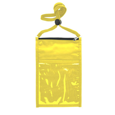 Large Double Pouch Neck Wallet with Lanyard-Yellow | https://www.bestnamebadges.com