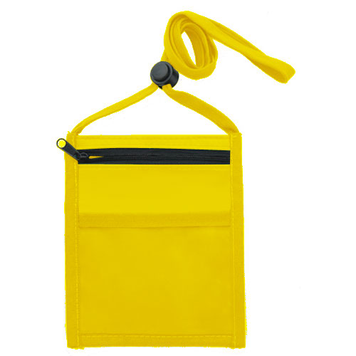 Neck Wallet with Front Zipper Pocket and Adjustable Lanyard-Yellow | https://www.bestnamebadges.com
