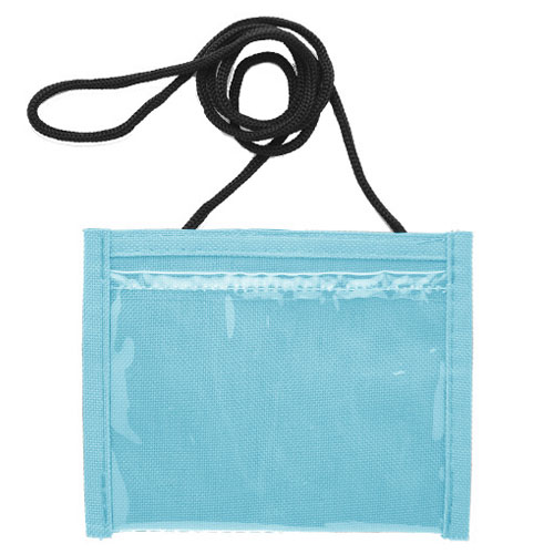 Small Economy Neck Pouch with Cord Lanyard-Light_Blue | https://www.bestnamebadges.com