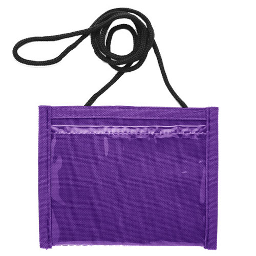 Small Economy Neck Pouch with Cord Lanyard-Violet | https://www.bestnamebadges.com