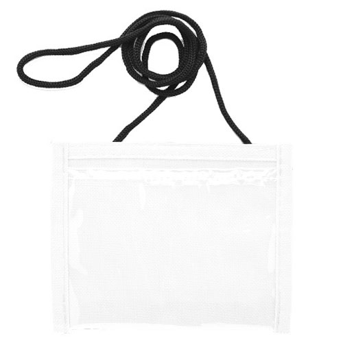 Small Economy Neck Pouch with Cord Lanyard-White | https://www.bestnamebadges.com