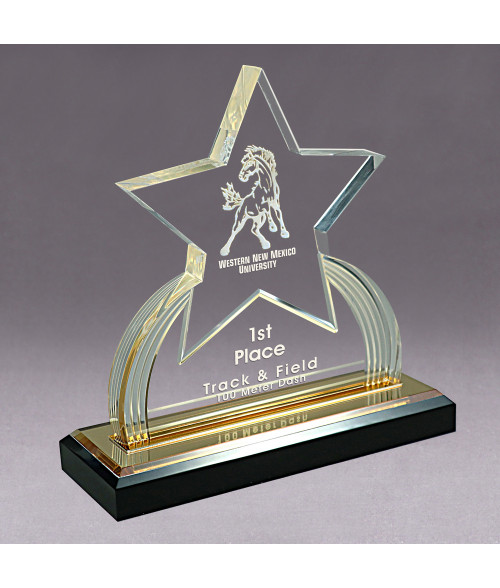 Geo Star Acrylic Impress Award-Gold | https://www.bestnamebadges.com