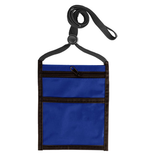 Two Tone Neck Wallet with Front Zipper Pocket and Adjustable Lanyard-Royal_Blue | https://www.bestnamebadges.com