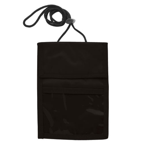 Two Pocket Flap Neck Wallet-Black | https://www.bestnamebadges.com