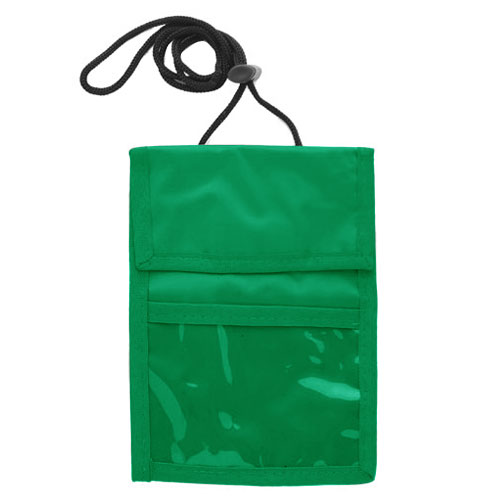 Two Pocket Flap Neck Wallet-Green | https://www.bestnamebadges.com